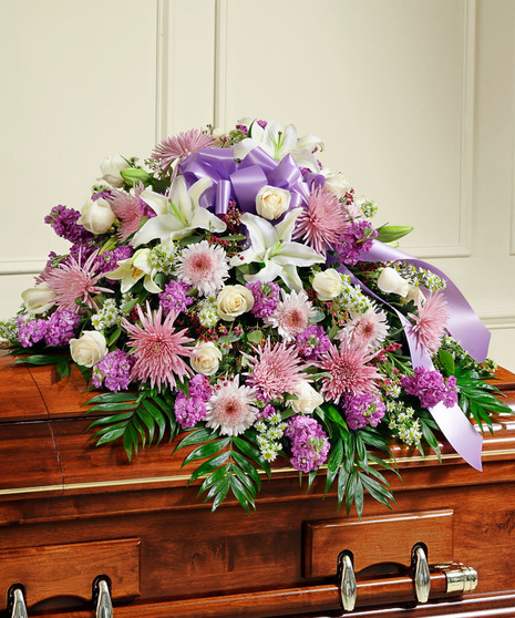 Lavender & White Casket Cover