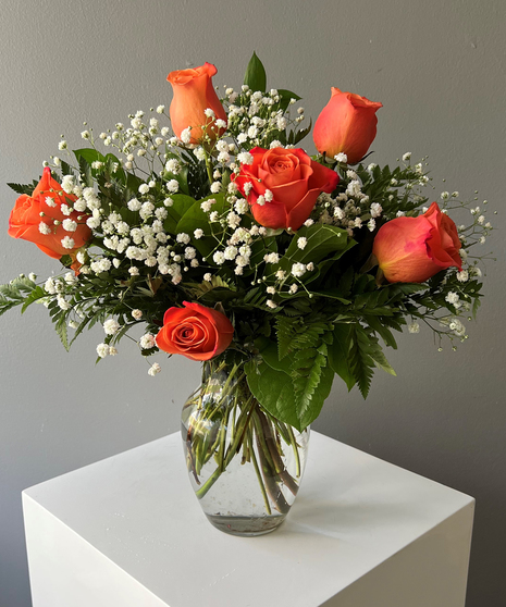 6 Orange Roses