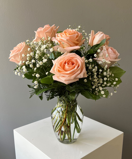 6 Peach Roses