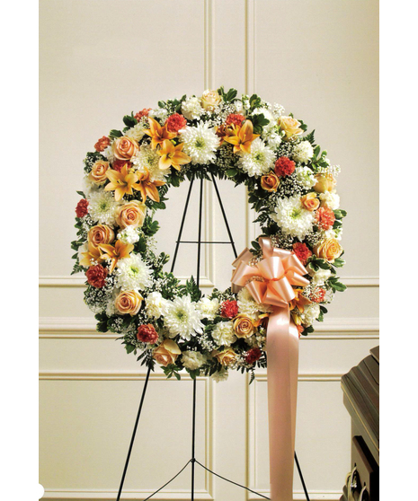 Peach, Orange & White Standing Wreath