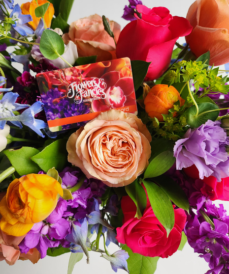 gift card sitting in example bouquet