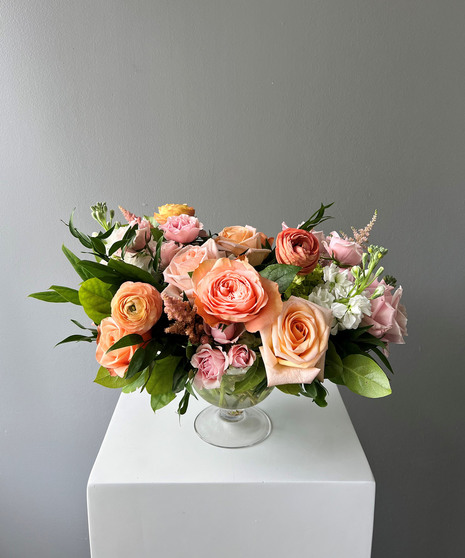 pastel toned wild-flower styled floral arrangement