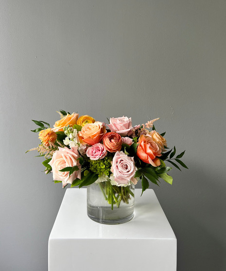 pastel toned wild-flower styled floral arrangement