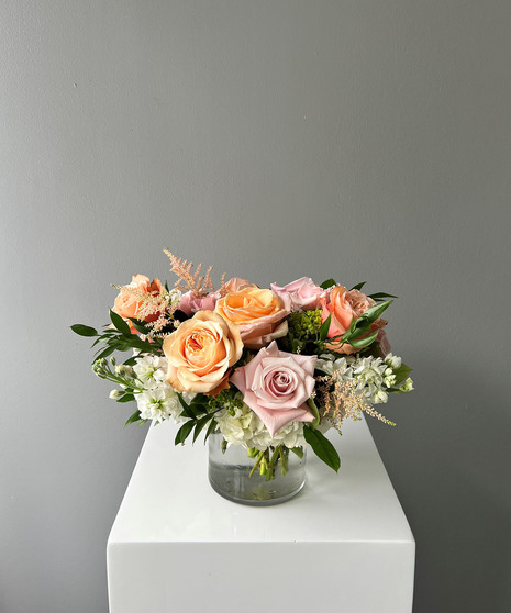 pastel toned wild-flower styled floral arrangement
