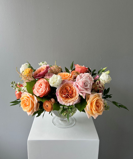 pastel toned wild-flower styled floral arrangement